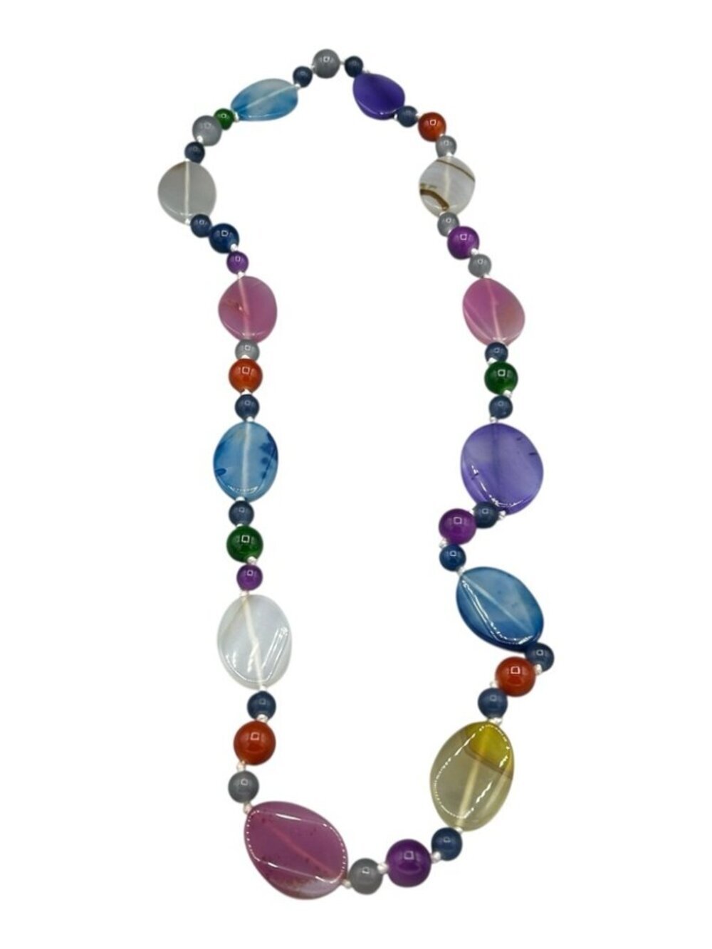 Vintage Chunky Multicolor Hand Knotted Beaded Necklace Boho Statement - Picture 10 of 15